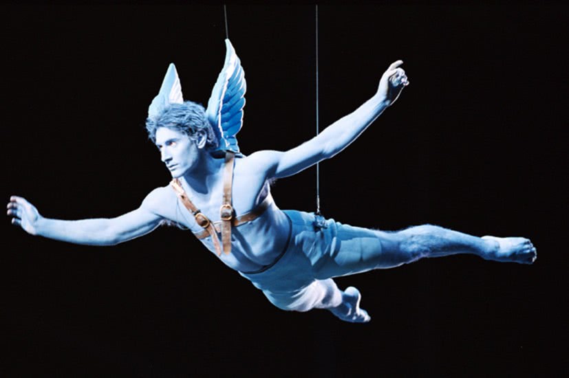 A person suspended in the air